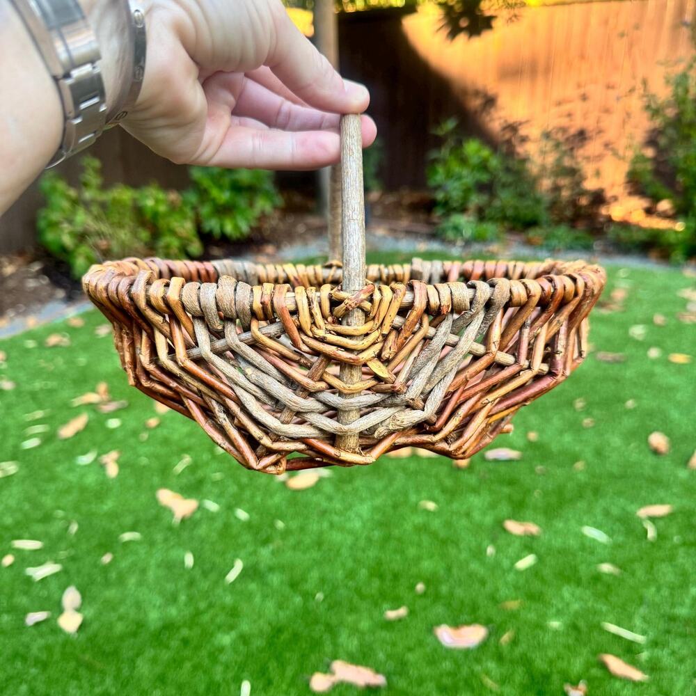 Vintage Primitive Rustic Willow God’s Eye Gathering Farmhouse Basket